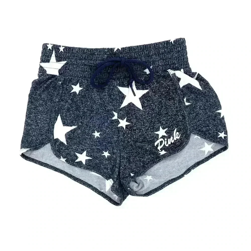 NWT Victoria’s Secret VS Pink Cozy High Waist Sleep Short Blue Star M